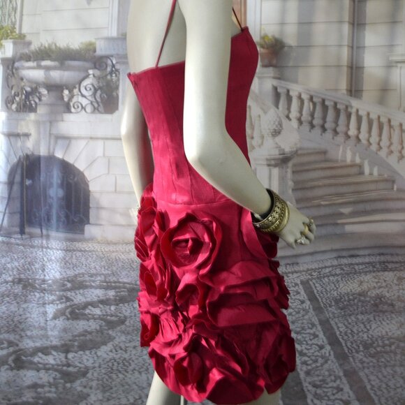 Max and Cleo Dress Size 6 to 8 Red Dressy Cocktail Evening Ruffled 36-inch Chest - Picture 8 of 9